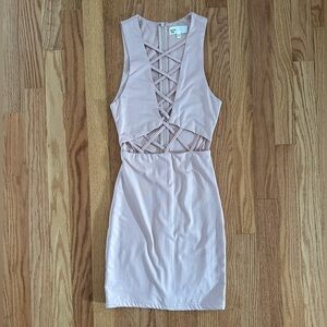 Revolve by the way light pink mini dress with criss cross front